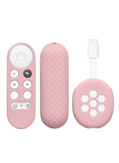 اشتري Silicone Remote Cover Set Compatible with Google Chromecast 2020 4K, Anti-Slip Shockproof TV Set Top Box Sleeve Cover (Pink) في الامارات