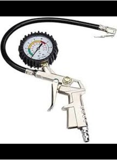 Buy Tire Pressure Gauge Tire Inflator Dial Gauge With Flexible Hose For Cars Motorbike in UAE