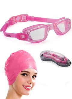 Buy Rock Pow Swim Cap Swim Goggles， Swim Cap for Long Hair Anti Fog UV Protection for Adult Kid with Sets in Saudi Arabia