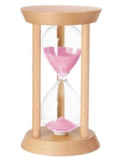 Buy Sand Timer, 15 Minutes Wood Base Hourglass Sandglass Clock for Childrens Teeth Brushing Kitchen Cooking Game School Office Home Decoration (Pink, 15 min) in UAE