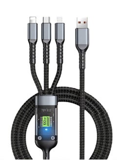 Buy 3 in 1 Fast Charging Cable with USB-C Port to iPhone, Samsung and Xiaomi with Micro USB-C Port - Ultra-High Speed ​​100W and 5A - 1 Piece - Durable and High Performance at Home, Work, Office and Arabic in Egypt