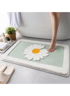 Buy Bathroom Rug Ultra Soft Microfiber Bathroom Mats Extra Absorbent Bath Rugs Machine Washable/Dry, Non-Slip Bathroom Carpet for Tub Bathroom and Shower 50 x 80 cm (Daisy-Mint Green) in Saudi Arabia