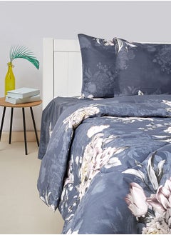 Buy 4-Piece Double Comforter Set Rose Marie Black- 144TC Poly Cotton Printed Design, Set Includes: 1pc Comforter 220 x 240cm , 1pc Bed Sheet 220 x 240cm ,and 2pc Pillowcase 50x75cm in UAE