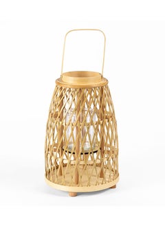 Buy Bamboo Mesh Lantern, Natural - 24x37 cm in UAE