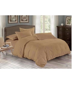Buy 6-Piece King Size Duvet Cover Set Cotton Blend Brown 220x240cmcm in UAE