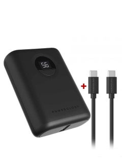 Buy Powerology 10,000 mini battery With Type-C to Type-C cable, 1 meter - Black in Saudi Arabia