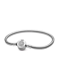 اشتري PANDORA Jewelry Moments Sparkling Crown O Snake Chain Charm Bracelet for Women Sterling Silver with Cubic Zirconia Pave Clasp في الامارات
