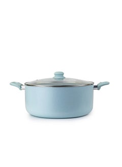 Buy WILSON Oak Large Casserole with Lid and Marble Coating, Soft Touch Handle, Stew Pot Suitable for Gas, Electric, Induction, and Ceramic Stove Dutch Oven - 32cm – Blue in UAE