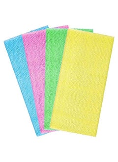 Buy 4 Pieces Exfoliating Washcloth Towel Washcloth Nylon Beauty Skin Bath Wash Towel Sponge Loofah Bath Cloth Shower Washcloth for Body 35 Inches (Blue, Pink, Yellow, Green) in Saudi Arabia