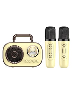 Buy Mini Karaoke Machine Portable Bluetooth Speaker with 2 Wireless Microphones, Karaoke Machine for Adults and Kids with Wireless Microphones PA Speaker System for Family Party Singing (Yellow) in UAE