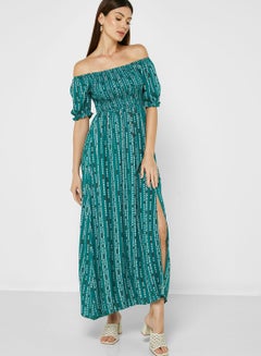 Buy Off Shoulder Printed Dress in UAE