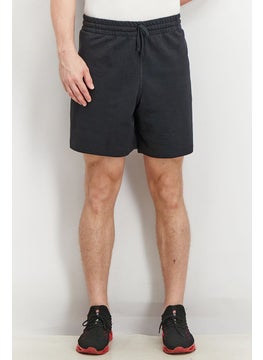 Buy Men Sportwear Fit Embroidered Drawstring Short, Black in UAE