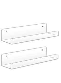 Buy 15 Inch Invisible Acrylic Floating Wall Ledge Shelf,Wall Mounted Nursery Kids Bookshelf, Invisible Spice Rack, Clear 5MM Thick Bathroom Storage Shelves Display Organizer, 5" Wide,Set of 2 in Saudi Arabia