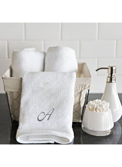 Buy Embroidered For You (White) Luxury Monogrammed Hand Towel(50 x 80 Cm-Set of 1)100% Cotton, Highly Absorbent and Quick dry Bath Linen -600 Gsm (Silver Letter A) in UAE