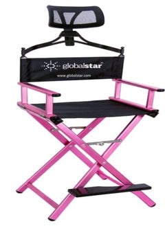 Buy Globalstar Foldable Tall Makeup Chair With Headrest Pink MY739P in UAE