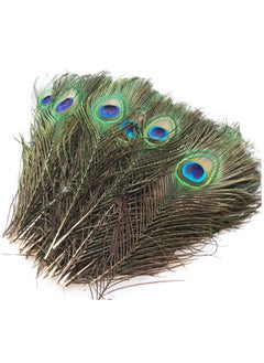 Buy Set of 50 Natural Peacock Feathers 10 to 12-Inch Eyed Peacock Tail Feathers DIY Craft Decoration for Weddings Costumes in Saudi Arabia