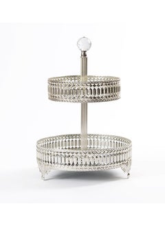 اشتري Inci Small 2 - Tier Round Platter, Silver - 30x20 cm في الامارات