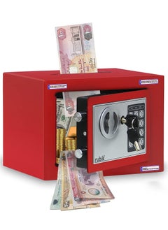 Buy Mini Cash Deposit Drop Slot Safe Box with Key and Pin Code Option (Red) in UAE