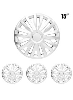 اشتري PISTOL Car Wheel Cover Silver Color 15 inch - High-Quality Pistol Wheel Cup Universal Fit Set of 4PC في السعودية