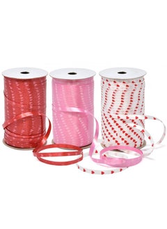 Buy 450 Yards Valentine Ribbons Heart Curling Ribbon 3 Rolls 150 Yard Per Roll; Pink Red White Hearts Valentine'S Day Holiday Party Crafts Supplies Decor For Valentines Balloon String Gift Wrapping in UAE