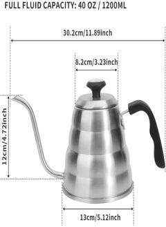 اشتري Urbazaar Coffee Kettle With Integrated Thermometer Exact Temperature Gooseneck Spout Pots For Drip Coffee French Press And Tea Suitable For Stove And Any Heat Source(1.2L) في الامارات