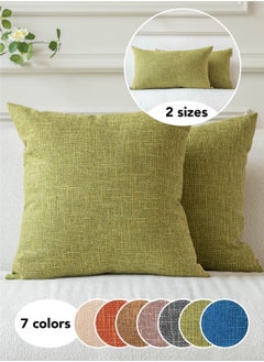 Buy Set of 2 Olive Linen Cushion Cover Decorative Throw Pillow Covers Farmhouse Pillow Covers with Cross for Couch Sofa Bed Living Room Home Decor in UAE