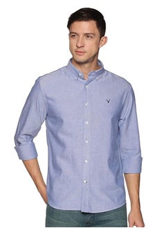 Buy Men's Button Down Slim Fit, Casual Style semi Shirt Dressing | Long Sleeve | Smart Fit Cuff - Blue in UAE