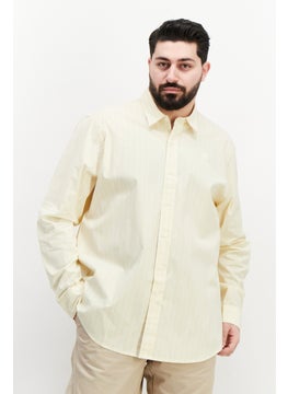 اشتري Men Relaxed Fit Striped Long Sleeve Casual Shirt, Light Yellow في السعودية