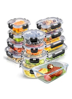 Buy Tycom Glass Meal Prep Containers 12 Pack Glass Food Storage Containers with Lids Glass Lunch Box Glass Bento Box Lunch Containers Portion Control Airtight 12 Pieces. in UAE