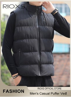 Buy Men's Casual Quilted Puffer Lightweight Vest Outdoor Stand Collar Sleeveless Down Jacket Coat for Autumn and Winter in UAE