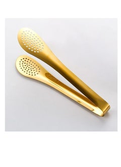 اشتري Kitchen Tong, Stainless Steel Food Serving Tongs,Serving Utensils for Frying Cooking Grilling BBQ Salad Buffet Steak Toast Bread Pastry - Gold Plated - 1Pc في مصر