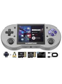 Buy ANBERNIC RG353P Handheld Game Console Support 5G WiFi 4.2 Bluetooth Dual OS +Android 11, Linux RK3566 64BIT 3.5 Inch IPS Screen 3500mAh Battery (Grey 128G) in UAE