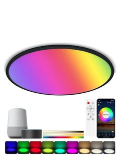 Buy Smart Ceiling Light 12Inc RGB LED Flush Mount Light  3000K-6500K Color Changing Bluetooth WiFi Remote Color Changing Sync with Music Compatible with Alexa Google Home for Bedroom Living Room in Saudi Arabia