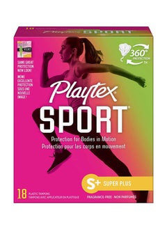 Buy Sport Tampons Super Plus Absorbency - Fragrance-Free - 18×2 Pcs in UAE