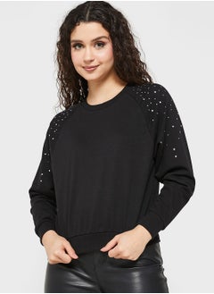 Buy Embellished Knitted Sweatshirt in UAE