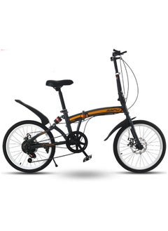 اشتري 20in Folding Bike, 7 Speed Foldable City Bike, Carbon Steel Bicycle for Adults, Foldable Bicycle with Adjustable Seats & Disc Brake for Traveling & Exercising في الامارات