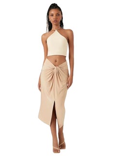 Buy Ruched Twisted Slit Midi Skirt in Egypt