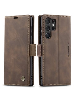 Buy CaseMe Samsung Galaxy S23 Ultra Case Wallet, for Samsung Galaxy S23 Ultra Wallet Case Book Folding Flip Folio Case with Magnetic Kickstand Card Slots Protective Cover - Coffee in Egypt