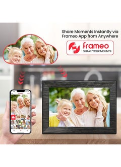 اشتري إطار صورة رقمي من Frameo، إطار صور رقمي بعرض شرائح WiFi مع شاشة لمس IPS مقاس 10.1 بوصة، تحميل من الهاتف إلى إطار رقمي سعة 32 جيجابايت، صور دوارة ذكية عبر إطار صورة إلكتروني أبيض، هدية في السعودية