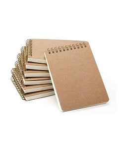 اشتري A6 Kraft Cover Notebook, 70 Sheets, Starter Sketch Book and White Cartridge Paper Sketch Pad with Sizes for Mixed Media Use, 7 Pack في السعودية
