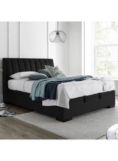 Buy Blven | Wooden Bed Frame Upholstered in Velvet - Black in Saudi Arabia