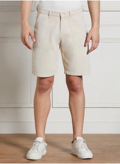 Buy Solid Relaxed Fit Shorts with Belt Loops in Saudi Arabia