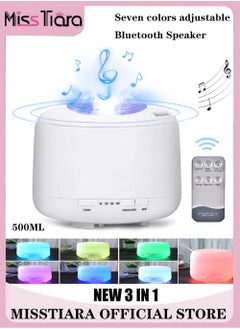 اشتري Humidifier Aromatherapy Essential Oil Diffuser Bluetooth Speaker 5.0, 500ML Aromatherapy Essential Oil Diffuser for Large Room Bedroom Office Home 14 Color Night Light with Remote Control في الامارات