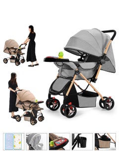 Buy Two Way Push Portable Infant Adjustable Foldable Baby Stroller, Push Stroller and Baby Cart with Handles, safety harness, Storage Basket, Stroller Tray and Cup Holder in Saudi Arabia