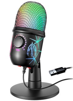 Buy USB Microphone, Plug and Play Gaming Mic for PC, Mac, PS4/5, Podcast Microphone with RGB, Mute, Monitor, Noise Reduction, Volume Gain, Great for Recording, Streaming in Saudi Arabia