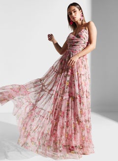 Buy Strappy Floral Tiered Dress in Saudi Arabia