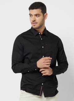 Buy Men Black Slim Fit Cotton Casual Sustainable Shirt in UAE