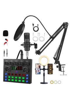 Buy Podcast Equipment Bundle with Ring Light and Phone Holder, BM-800 Podcast Microphone Bundle with V8S Voice Changer, Condenser Microphone Recording Studio Package for Podcasting Streaming Recording in Saudi Arabia