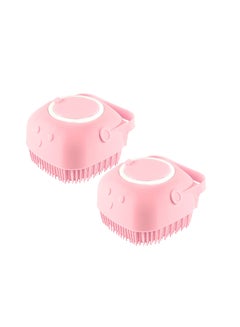 Buy 2-Pieces Silicone Massage Bath Brush With 8ML Capacity Dispenser Pink in UAE