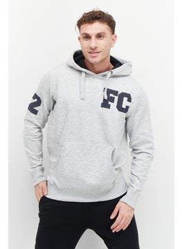 اشتري Men Hooded Long Sleeve Graphic Print Sweatshirt, Grey في الامارات